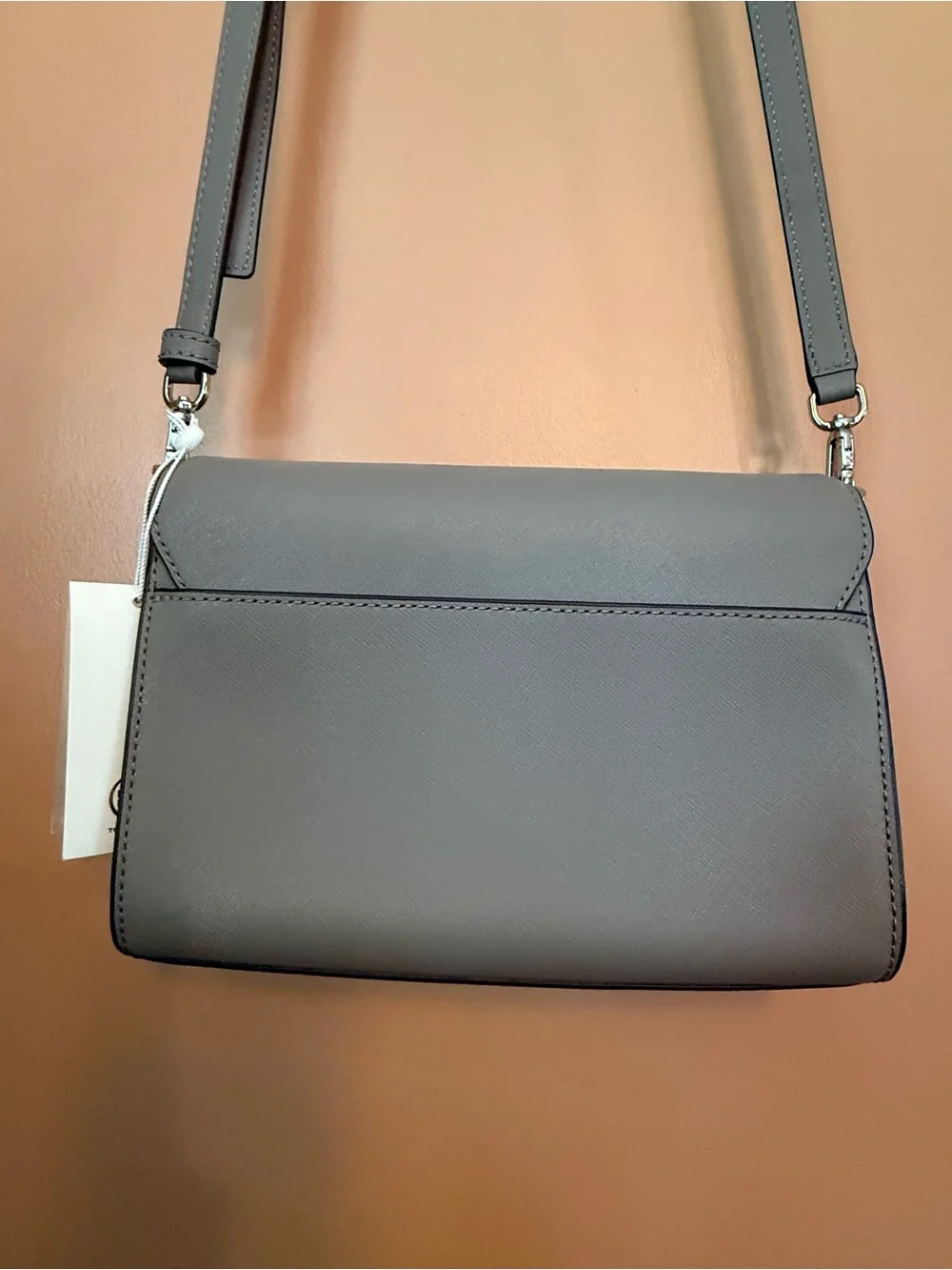 Tory‎ Burch Emerson Combo Crossbody Bag Gray Heron Leather Purse NWT